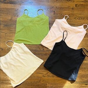 3 Old Navy, tank tops adjustable straps, black one-by SO All have built-in bras